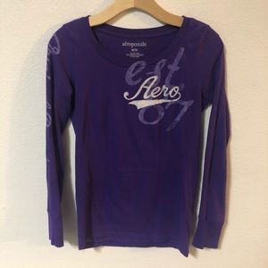 AEROPOSTALE PURPLE/WHITE LONGSLEEVE T-SHIRT